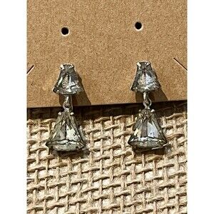 Art Deco Clear Rhinestones Earrings Dangle Drop Screw Back Victorian Revival